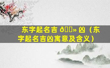 东字起名吉 🌻 凶（东字起名吉凶寓意及含义）